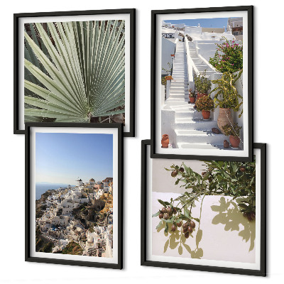 Galleria a parete Scale bianche con vista su Santorini