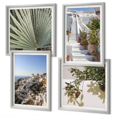 Galleria a parete Scale bianche con vista su Santorini