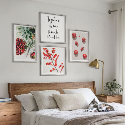 Composizione di 4 quadri Frutti rossi delle piante minimalismo