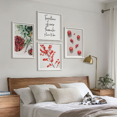 Composizione di 4 quadri Frutti rossi delle piante minimalismo