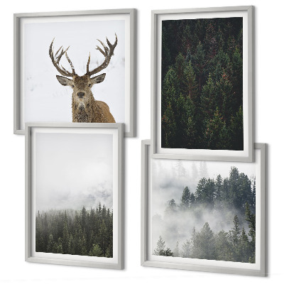 Galleria a parete Paesaggio nebbioso di foreste verdi