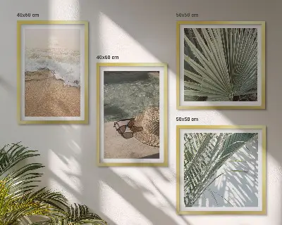 Galleria a parete cappello da spiaggia con occhiali da sole