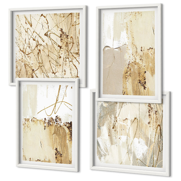 Galleria a parete Motivi astratti beige e bianchi
