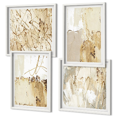 Galleria a parete Motivi astratti beige e bianchi