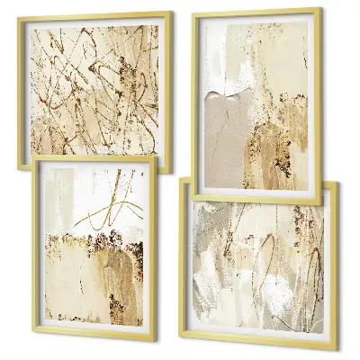 Galleria a parete con motivi astratti beige e bianchi