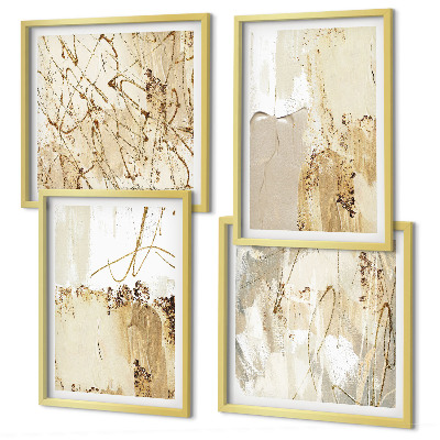 Galleria a parete Motivi astratti beige e bianchi