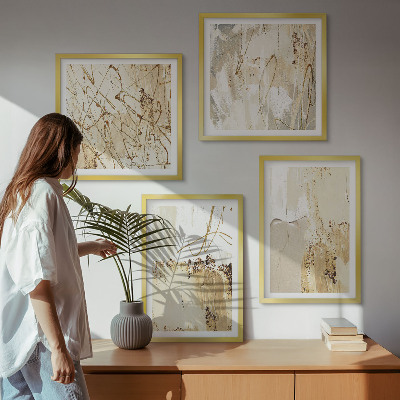 Galleria a parete Motivi astratti beige e bianchi
