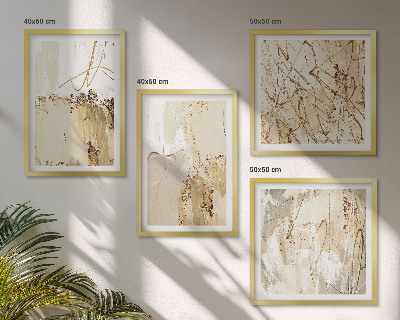 Galleria a parete Motivi astratti beige e bianchi