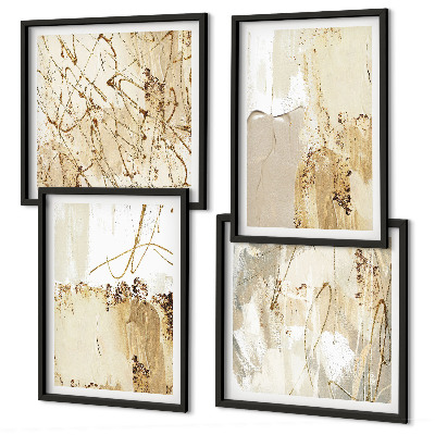 Galleria a parete Motivi astratti beige e bianchi