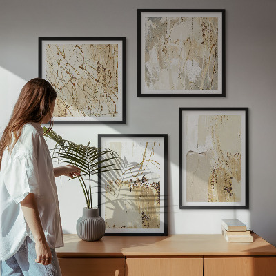 Galleria a parete Motivi astratti beige e bianchi