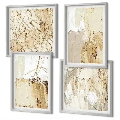 Galleria a parete con motivi astratti beige e bianchi