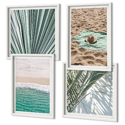 Composizione di 4 quadri Vacanze, vista sulla spiaggia e sul mare