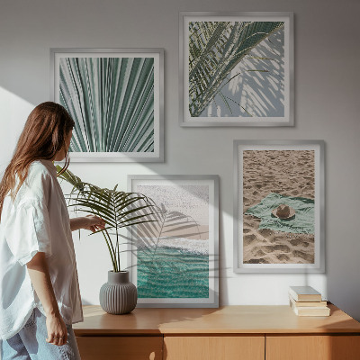 Composizione di 4 quadri Vacanze, vista sulla spiaggia e sul mare