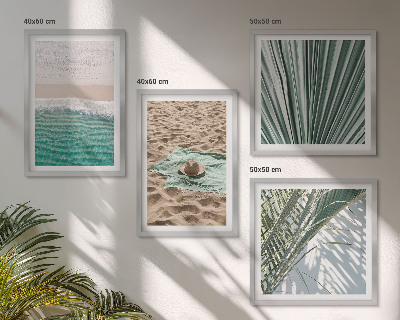 Composizione di 4 quadri Vacanze, vista sulla spiaggia e sul mare