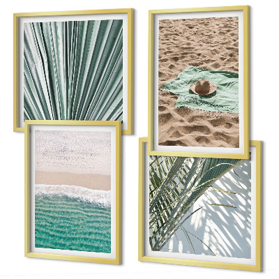 Composizione di 4 quadri Vacanze, vista sulla spiaggia e sul mare