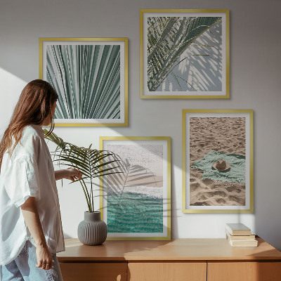Composizione di 4 quadri Vacanze, vista sulla spiaggia e sul mare