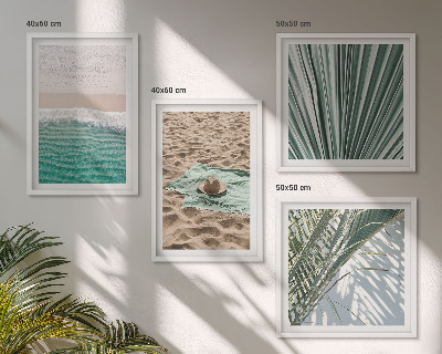 Composizione di 4 quadri Vacanze, vista sulla spiaggia e sul mare
