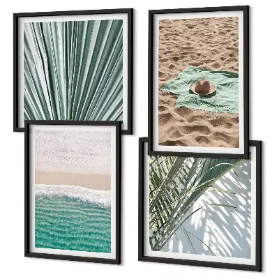 Set di 4 quadri con vista su spiaggia e mare