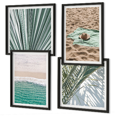 Composizione di 4 quadri Vacanze, vista sulla spiaggia e sul mare