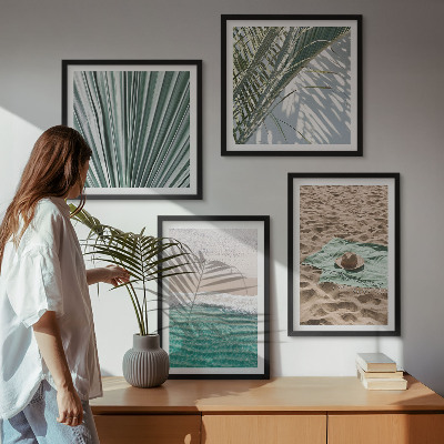 Composizione di 4 quadri Vacanze, vista sulla spiaggia e sul mare