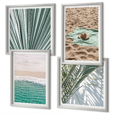 Composizione di 4 quadri Vacanze, vista sulla spiaggia e sul mare