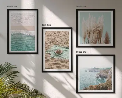 Polittico con cornice motivo onde da spiaggia ed erba marina