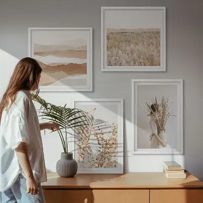 Galleria a parete con motivi vegetali in stile boho