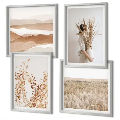 Galleria a parete con motivi vegetali in stile boho