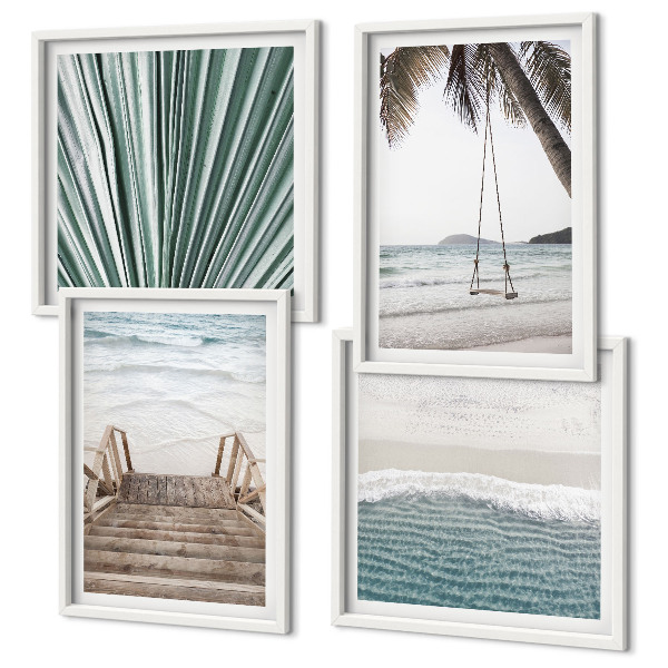 Composizione di 4 quadri Vacanza tropicale