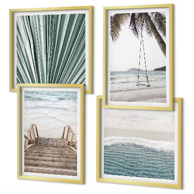 Composizione di 4 quadri Vacanza tropicale
