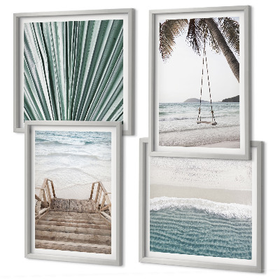 Composizione di 4 quadri Vacanza tropicale