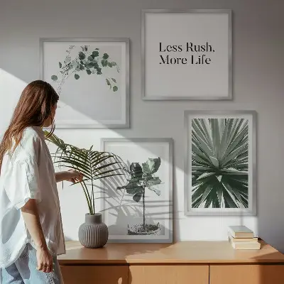 Piante verdi minimalismo polittico con cornice