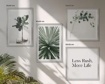 Piante verdi minimalismo polittico con cornice