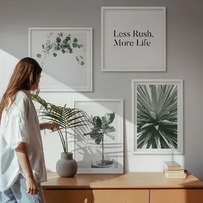 Piante verdi minimalismo polittico con cornice