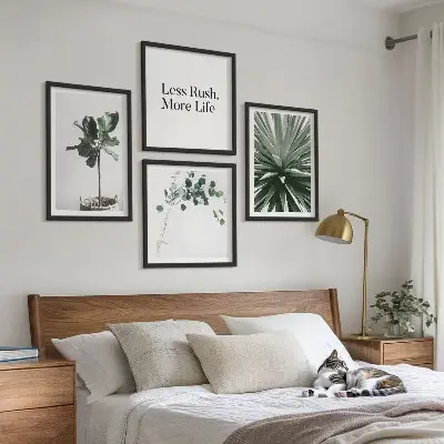 Piante verdi minimalismo polittico con cornice