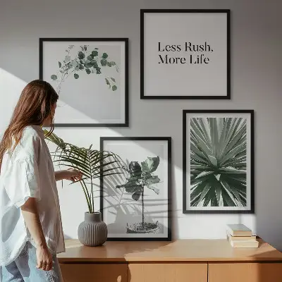 Piante verdi minimalismo polittico con cornice