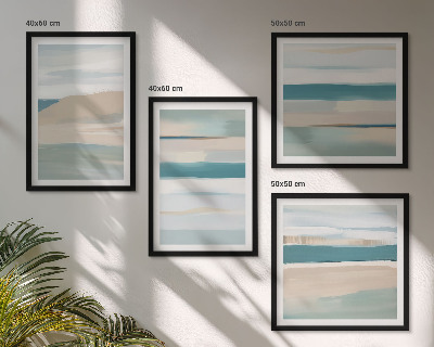 Composizione di 4 quadri Paesaggi astratti blu