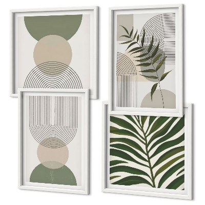Composizione di 4 quadri Foglie astratte in stile boho
