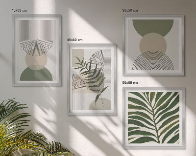 Composizione di 4 quadri Foglie astratte in stile boho