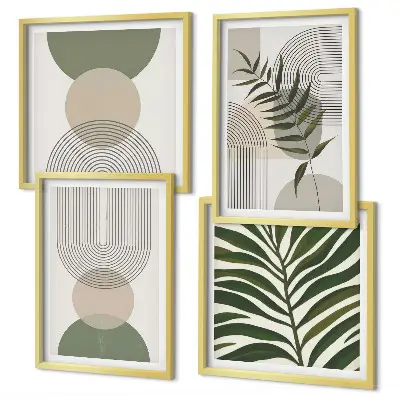 Foglie astratte in stile boho composizione di 4 quadri