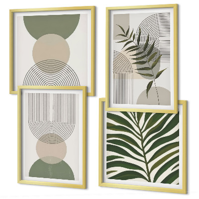 Composizione di 4 quadri Foglie astratte in stile boho
