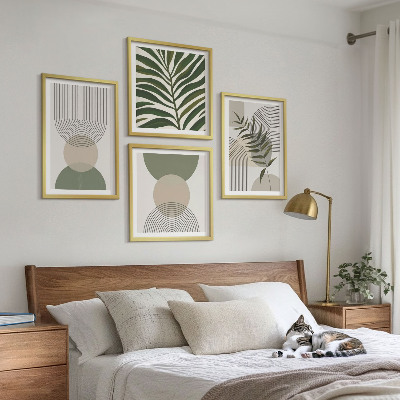 Composizione di 4 quadri Foglie astratte in stile boho