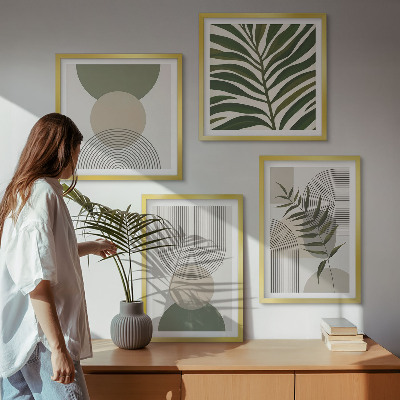 Composizione di 4 quadri Foglie astratte in stile boho
