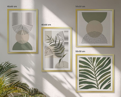 Composizione di 4 quadri Foglie astratte in stile boho