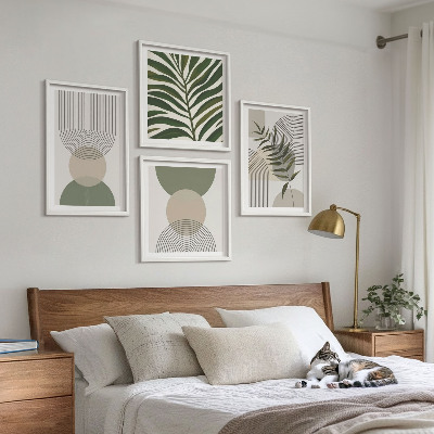Composizione di 4 quadri Foglie astratte in stile boho