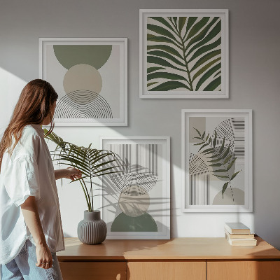 Composizione di 4 quadri Foglie astratte in stile boho