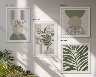 Composizione di 4 quadri Foglie astratte in stile boho