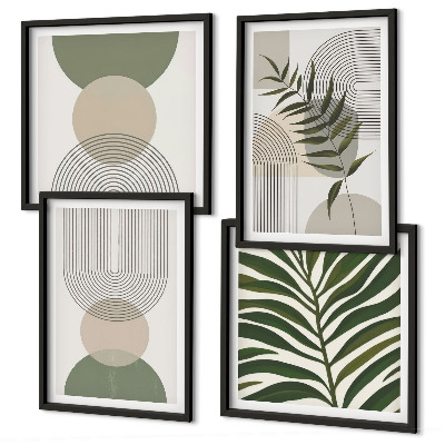 Composizione di 4 quadri Foglie astratte in stile boho