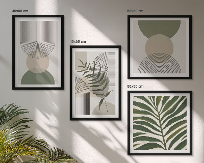 Composizione di 4 quadri Foglie astratte in stile boho
