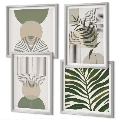 Composizione di 4 quadri Foglie astratte in stile boho